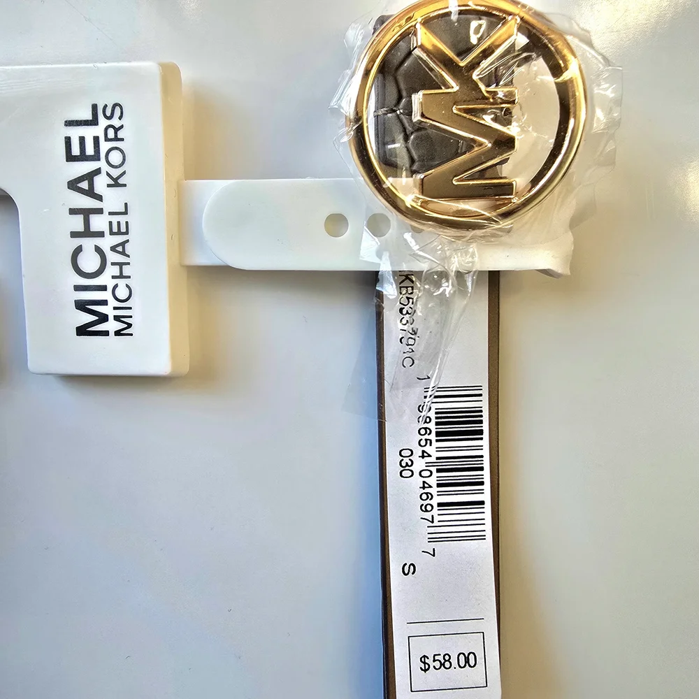 NEW Michael Kors Silver‎ Crocodile-Embossed Belt Women Accessories